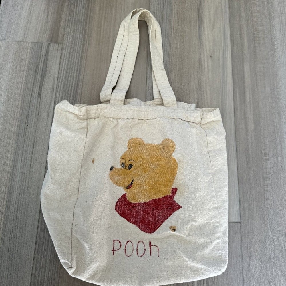 Vintage Winnie The Pooh Tote Canvas Bag Made In India 13x13 Bag 1